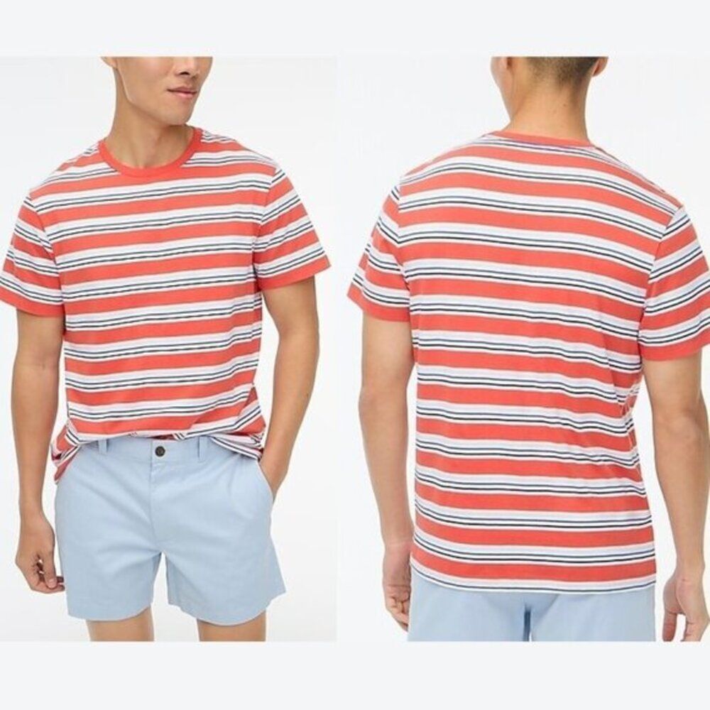 J Crew Men's Striped‎ Tee Orange XXL
